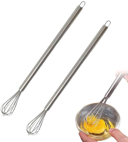 2 fruste piccole, in acciaio inox, mini frusta per tazze, robusta frusta piccola, per schiumare, montare la panna e mescolare