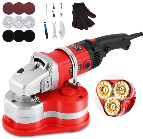 YUCHENGTECH Pulidora de Hormigon 2800W Tres Cabezas Lijadora de Pared con Ajuste de 6 Velocidades Lijadora de Hormigón para Amolar Hormigón Cemento Mármol y Granito