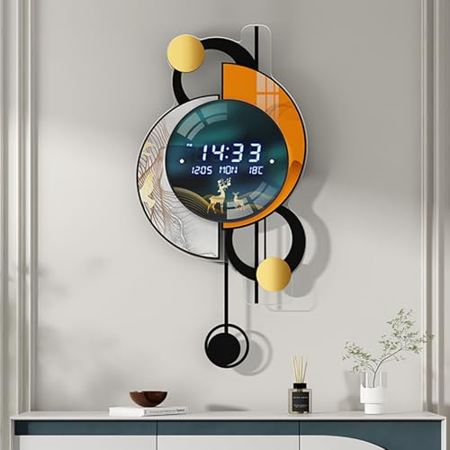 Homary Digital Wall Clock, LED Display with Time & Temperature, Dual Power (USB or Battery), Quiet Operation, DIY Clock Replacement for Wall, Office, Home, Gift