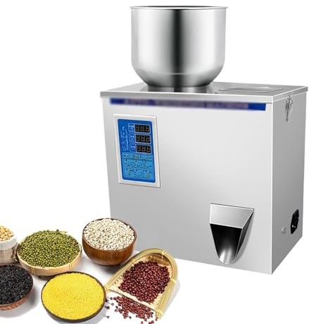 KVTUYC Máquina llenadora de polvo, llenadora automática de partículas de acero inoxidable con pesaje, panel de control inteligente, para rellenar té, granos de café, harina(200g)