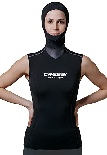 Cressi Base Layer Hood Vest Lady 2.5/5mm - Unteranzug mit eingebauter Kapuzenfrau, Schwarz