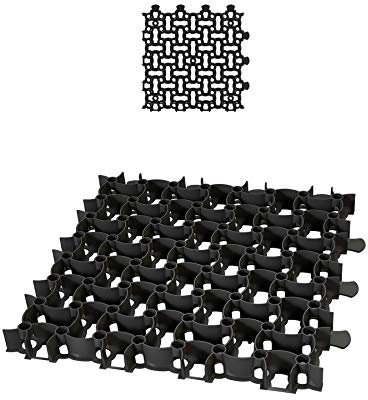 BigDean Rasengitter Paddockplatte SCHWARZ 50x50 cm Reitplatzmatten Rasenmatten Rasenwaben Kiesgitter Parkplatzrasen 0,25 m²