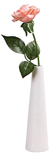 Vaso da fiori in ceramica bianca conica alto piccolo vaso per boccioli singolo fiore decorativo floreale vaso conico piano centrotavola per casa, matrimonio, soggiorno, ufficio scrivania