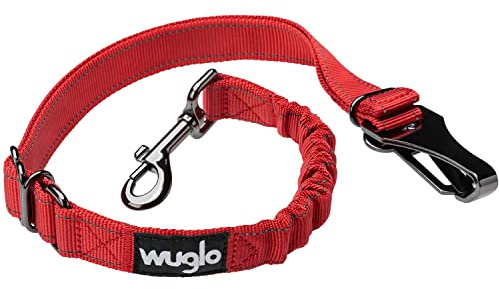 Wuglo Ceinture de Sécurité pour Chien de 30 à 95 cm - Harnais de Voiture Siège Auto Enfant - Système Verrouillage Boucle - Laisse Chien Voiture Universelle Ajustable (Rouge)