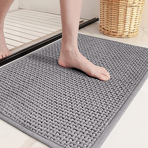 Color G Badteppich rutschfest Waschbar 50 x 80 cm, Weich Chenille Badezimmerteppich Super Saugfähig Badematte rutschfest Maschinenwaschbar Badvorleger für Dusche, Badezimmer, Badewanne - Grau
