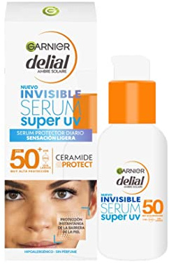 Garnier Delial Super UV Invisible Serum de Uso Diario [Ceramide Protect]. Muy Alta Protección FPS 50+. Sensación ligera. Protección instantánea de la barrera de la piel. Sin perfume. 30 ml