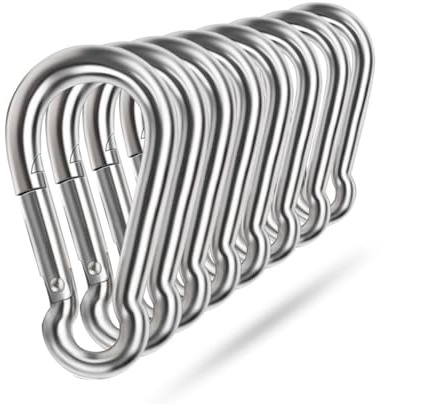 Ekunbuy Karabinerhaken aus 304 Edelstahl,federbelasteter Karabinerhaken,Carabiner,Federklammern, Feuerwehr-Karabiner, Schnalle, Seilverbinder für Camping, Wandern,Zughilfen (60mm(M6) 8 Stück)