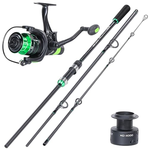 Sougayilang Surf Fishing Combo，Surf/Carp Rod with 4000 Carp Reel Set,3-Section Travel Fishing Tackle Combo,for Sea/Beach Fishing-LS36