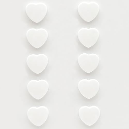 PYJLBX Calamite Frigorifero, 10 Pezzi Magneti Calamite Potenti per Lavagna Magnetica, Bacheca, Frigo, Cucine (Cuore, Bianco)