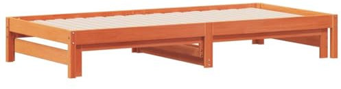 vidaXL Sofá Cama con Nido, Cama de Invitados, Somier de Dormitorio, Sofá Descanso para Salón Sótano, Madera Maciza de Pino Marrón Cera