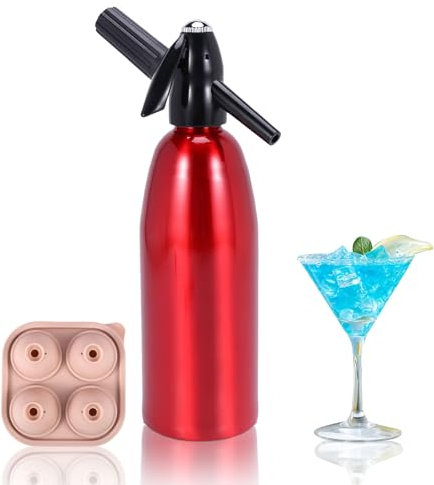 Sifón de soda, máquina portátil de 1 litro, máquina de agua con gas de aluminio para uso doméstico al aire libre, máquinas de agua carbonatada, máquina de agua seltzer para refrescos frescos, cócteles