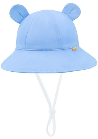 SEYUFN Bebe Garcon Chapeau Soleil Ajustable Naissance Bonnet UV Enfant Casquette Fille Oreille d'ours Chapeaux (FR/ES, Âge, 3 Mois, 6 Mois, Bleu-Violet)