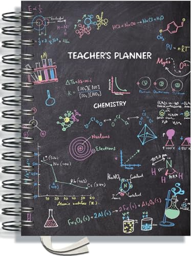Teacher Planner 2026-2027 A5 size by Pirongs | 6 Lesson Planner for Teachers | Page a day | Undated, Hardback, Wiro-bound Teachers Planner - Chalk Board Collection | Chemistry