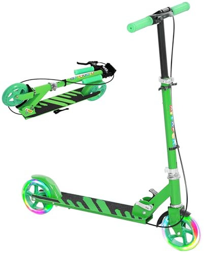 AIYAPLAY Roller Kinder Scooter mit Leuchtenden Rädern, Bremse, klappbarer Kinderroller Höhenverstellbarer Tretroller Kickscooter für Kinder Jugendliche 3-8 Jahre Cityroller bis zu 50 kg