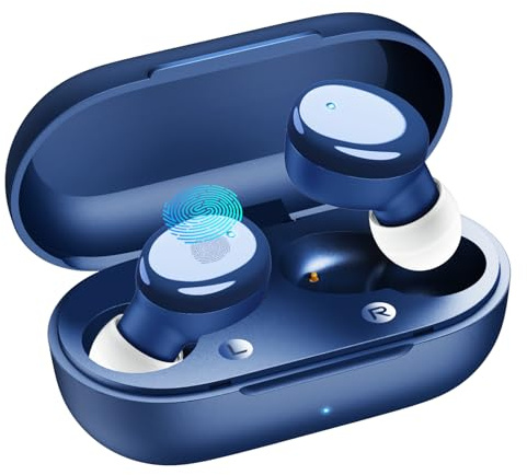 Temdan Wireless Earbuds in-Ear Earphones-Bluetooth 5.3 with Built-in Mics Deep Bass Clear Call Ultralight Headsets, 60H Play Time for iPhone Android Studying Sports Gaming, Blue