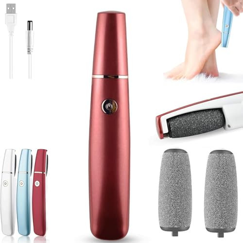 PZCC Ponceuse Pieds Electrique, Râpe Pied Électrique Rechargeable, Expérience de Pédicure à Domicile, avec Une Tête de Meulage de Remplacement, Anti-Callosités, pour Femmes Pédicures (Rouge)