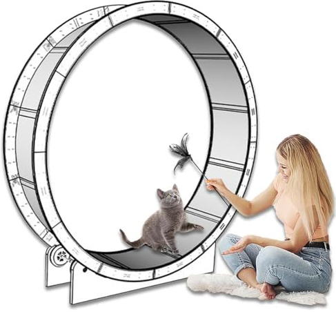 Indoor Cat Exercise Wheel, Large Treadmill for Cats, Running Wheel for Small to Large Cats, Promotes Healthy Activity