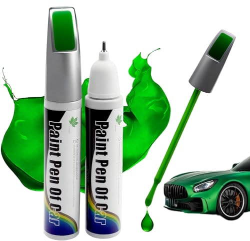 Penriter 2pcs Stylo Retouche Peinture Voiture Vert Clair 24ML, 2-In-1 Peinture Voiture Carrosserie, Stylo Anti Rayure Voiture, Stylo Réparation des Rayures Auto De Peinture,Stylo Efface Rayure Voiture