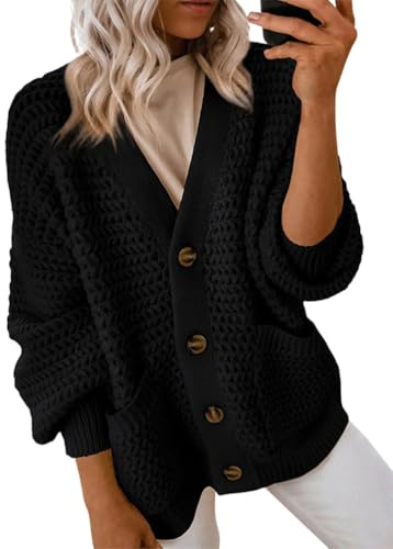 shownicer Gilet Femme Cardigan en Tricot à Manches Longues Gilets avec Boutons Décontracté Cardigan Automne Hiver Manteau