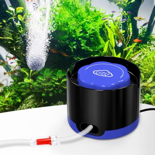 QZQ Aquarium Air Pump, Quiet Fish Tank Air Pump with Single Outlet, Powerful Adjustable Oxygen Pump with Accessories, Aquarium Bubbler Aerator for Fish Tank up to 20 Gallon (2W)