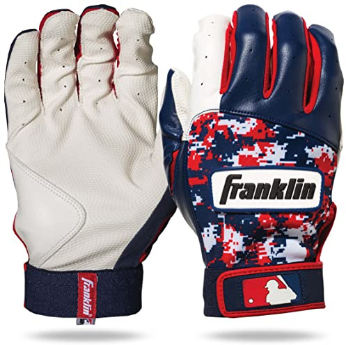 Franklin Sports Youth MLB Digi Camo Batting Gloves, White/Navy/Red, Medium