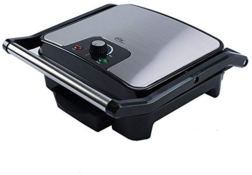 Elta Edelstahl Kontaktgrill KG-201 ( 2000 Watt, Edelstahl, Fettablaufsystem, stufenlos regelbar, Cool Touch Griff, Grillen Camping)