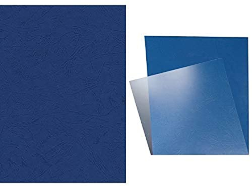 Pavo Einbanddeckel-Lederoptik DIN A4, 250 g/m², 100-er Pack, dunkelblau & Leitz 73860003 Deckblatt Klarsichtfolie, A4, 100 Stück, glasklar