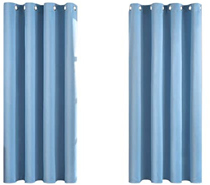 MRTREES Blue Curtains For Bedroom 66 Drop 2 Panels Eyelet Thermal Curtain for Living Room Soft Texture Window Treatments for Kids 46x66 Inch 117x167 CM