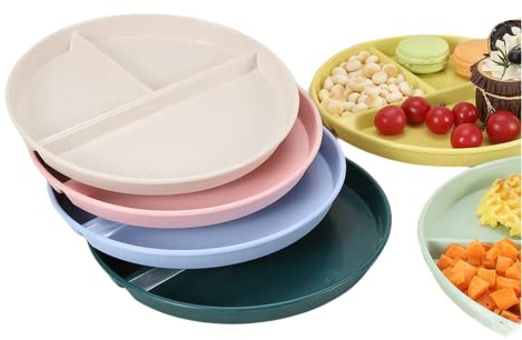 bangyao 2/6 teiliges Fondue Teller Set Weiß mit 12 Gabeln, 22cm/8.7 inch, Keramikimitat, Anti-Drop, leicht zu reinigen, stapelbar, für Fondue, Raclette, Barbecue, Grillparty, Antipasti, Asia Food