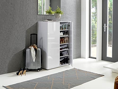 moebel-dich-auf Schuhschrank BEN in verschiedenen Varianten weiß lackierte Hochglanzfronten Garderobe Schuhkommode (BEN 80)