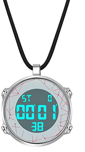 JewelryWe Taschenuhr Herren Damen Digital Quarz Uhr 30m Wasserdicht Datum Woche Kalender Alarm Sportuhr mit Leder Halskette Kette Kettenuhr Geschenk Rot
