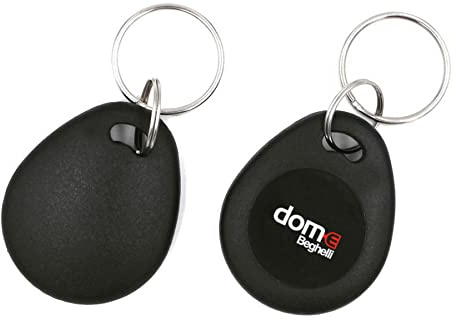 Beghelli - Chiave Magnetica Dom-e Antifurto per Sistema Allarme Casa, Senza Fili, Domotica Intelligente, No Batteria, Impermeabile, Accessorio Aggiuntivo Centrale, Portachiavi compatto