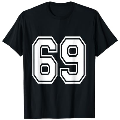 Numero 69 Varsity Style Bold Sport Compleanno Maglietta