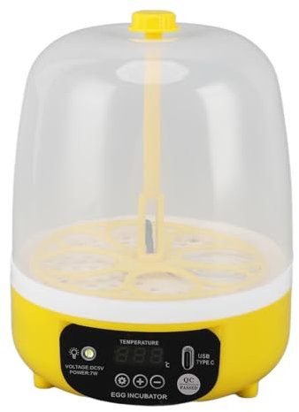 Fockety Inkubator für Eier, Inkubator für 4 Eier, Brutmaschine für Bruteier, Kontrolle der Luftfeuchtigkeit der Temperatur, USB, Geflügel-Inkubator, visuell niedrig (Drehen)