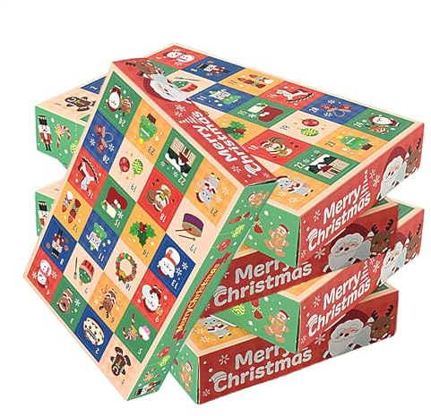 Paquete de 5 calendarios de Adviento rellenables, llena tus propias cajas de calendario de Adviento, caja de calendario de Adviento vacía de 24 días, fundas de calendario de Adviento de Navidad para