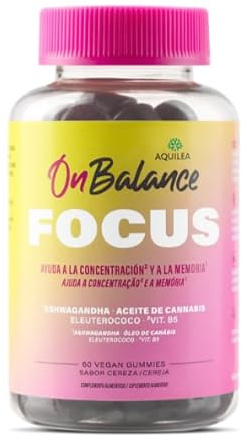 AQUILEA | Aquilea OnBalance Focus | 60 gominolas | Concentración y Memoria | Ashwagandha, Vitamina B5 | Favorece la disminución del cansancio y la fatiga | Rendimiento mental