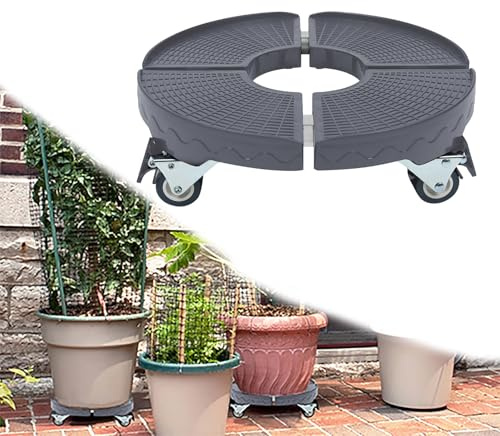 NAIZY Växtroller 39–52 cm justerbar blomrulle med 4 universella hjul rullbräda med lås och halkfri panel rullande bricka utomhus – inomhus blomunderlägg lastkapacitet 300 kg, grå