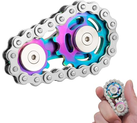 Bike Chain Fidget Toy, Fidget Sprocket Chain Spinner, Metal Sprocket Gear Fidgeting Sensory Bike Chains, Kinetic Desk Spinner Sensory Toy, for Adults and Kids, Portable Fidgets Gadget for Anxiety