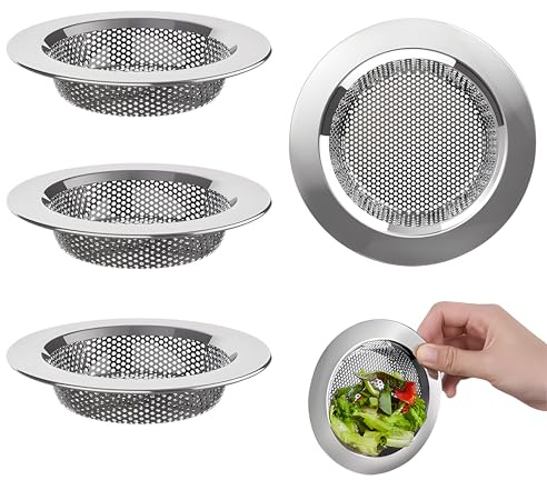 4 coladores de fregadero de cocina de acero inoxidable, diámetro exterior de 11,5 cm, diámetro interior de 7,5 cm, colador de drenaje para fregadero de cocina, baño, ducha