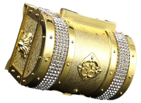 TOVINANNA Caja de Joyas Pequeña de Metal Organizador Retro para Anillos Collares y Pendientes Cofre Decorativo de Almacenamiento de Baratijas Color Dorado con Brillantes