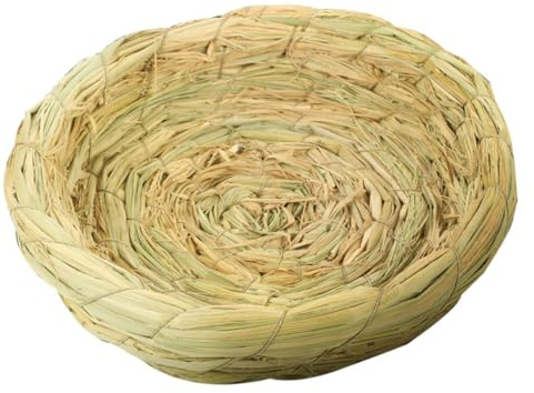 Cabilock Woven Straw Bird Nest with Flat Base, 20-22cm Diameter, Natural Seagrass Breeding and Resting Nest for Dove, Pigeon, Parrot, and Small Animals in Birdcage