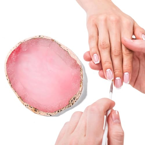 YEMVAR Palette de manucure peinte en résine pour nail art des ongles - Palette de maquillage pour ongles - Compartiment d'affichage - Outils de mélange cosmétiques, Accessoires de bricolage (rose)