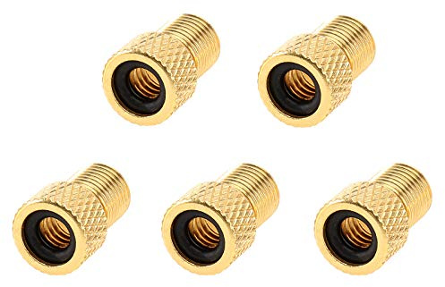 Winomo 5PCS Brass Valve Adaptor,Brass Adaptor Presta To Schrader Bicycle Valve Converter Pump Repair Tool