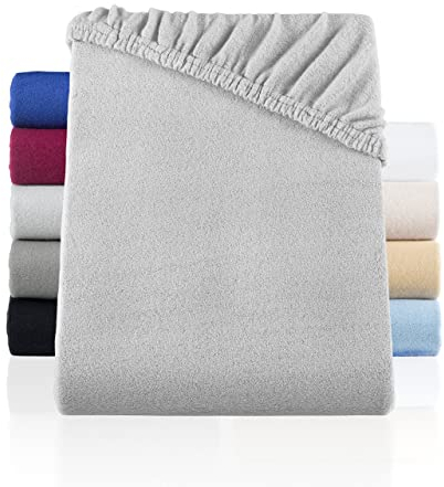 BaSaTex Winter Thermo Fleece Spannbettlaken - wärmendes plüsch Spannbetttuch Teddy Flausch - Flauschiges Bettlaken | Größe: 120x200 cm | Farbe: Grau