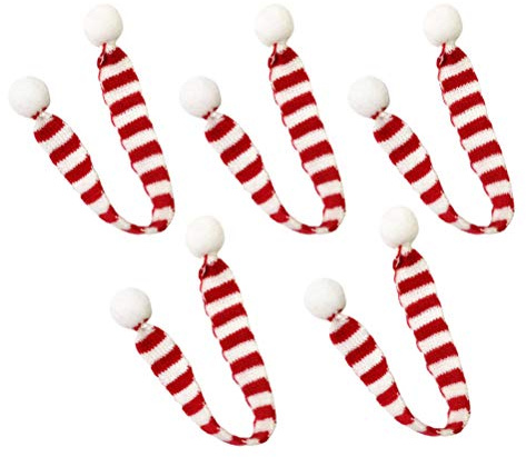 Amosfun Lot de 5 écharpes de Noël à rayures rouges et blanches en fausse fourrure pour décoration de Noël (2 x 30 cm)