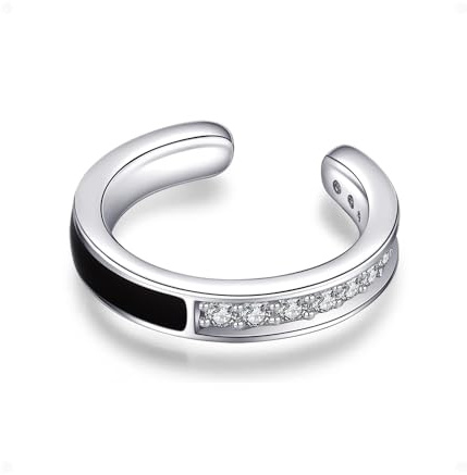 Immobird Ear Cuff Pendientes Clip de Oreja Plata de ley 925 Zirconia Pendientes Cartílago non- Piercing ​para Hombres y Mujeres (Plata)