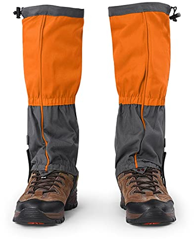 Tyenaza 1 Paar Schnee Bein Gamaschen Wandern Klettern Leichte wasserdichte Jagd Radfahren Leggings Abdeckung Bein Gamaschen 45,5 * 19,7 cm(Orange)