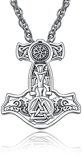Viking Thors hammare talisman halsband 925 sterlingsilver nordisk vintage viking Vegvisir Mjolnir Odin kompass amulett hänge