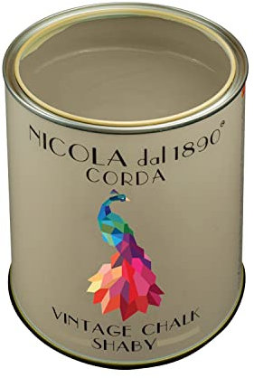 NICOLA VERNICI Peinture Vintage Chalk Shabby à base d'eau, pour l'intérieur et l'extérieur, aspect mat, fabriquée en Italie, Couleur beige corde - Taille 0,25 lt