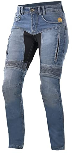 Trilobite Parado Slim Fit Pantaloni Moto da Donna, Jeans Moto, Protezioni Ginocchia e Fianchi, Blu, Regolare, 32